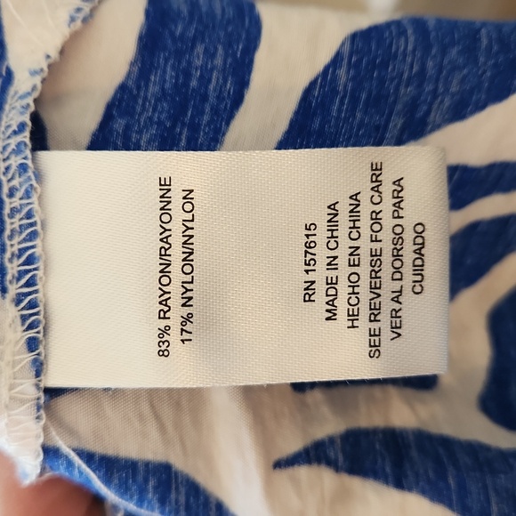 Rachel Zoe Vibrant Blue and White Patterned Midi Babydoll Dress Size Small - Picture 7 of 8